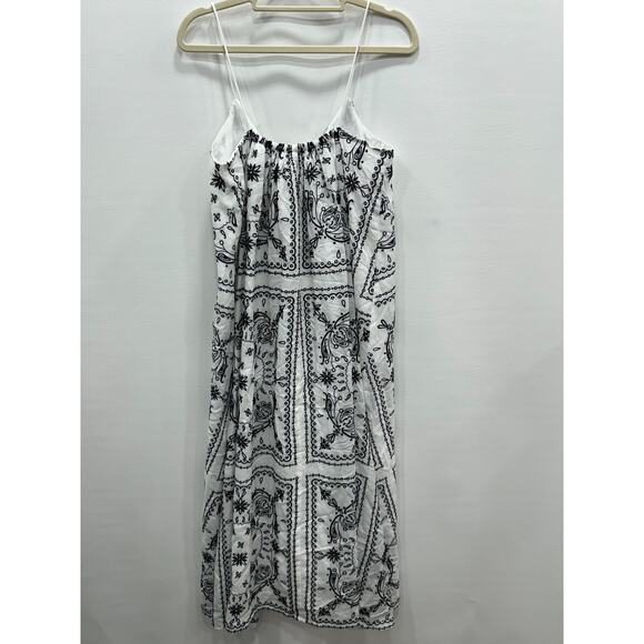 NWT Madewell Womens Embroidered Deep V-Neck Midi Dress Bandana White Size M - Picture 3 of 13